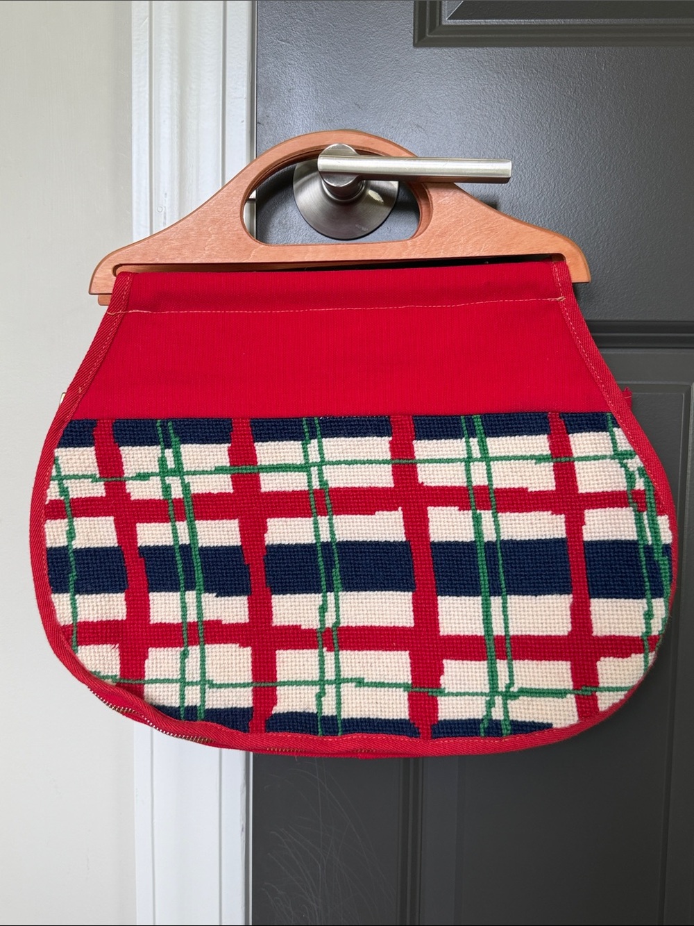Vintage Needlepoint Racket Cover converted to purse